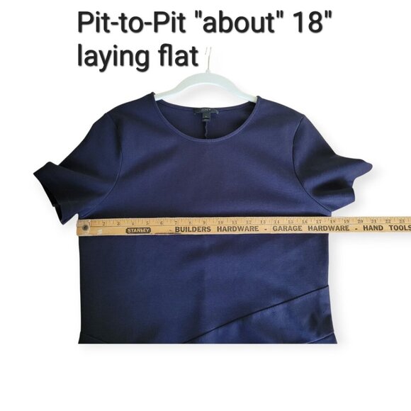 J.Crew Structured Navy Peplum Top Women's Medium Stretch Knit Tailored Fit - Picture 4 of 6